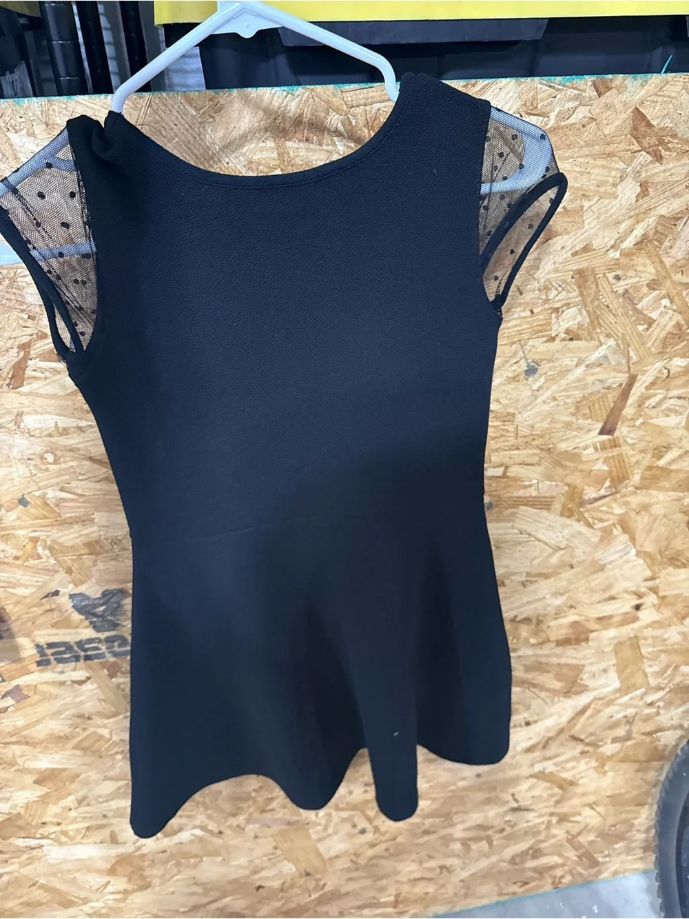 The Children's Place Black Fit-and-Flare Dress with Mesh Cap Sleeves
